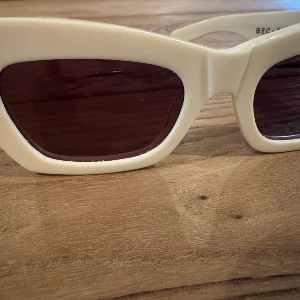 Cream Sunglasses with Brown Lenses